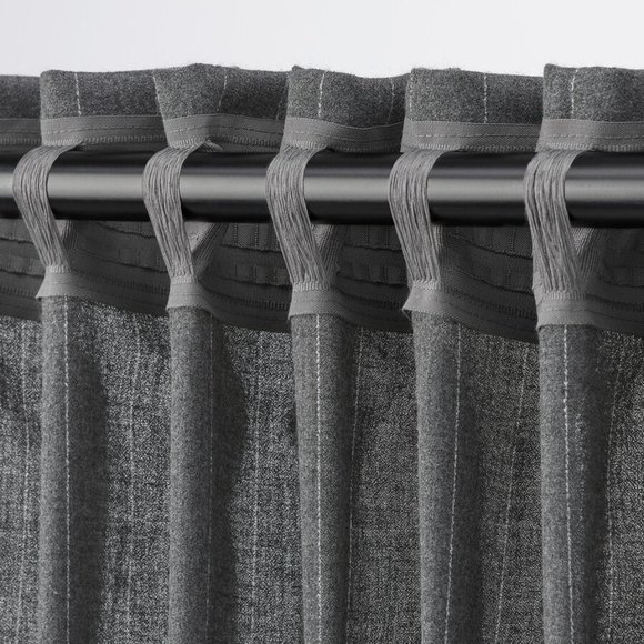 IKEA MILDRUN Curtains Light Filtering 57x98" 1 Pair (2 Panels) Dark Gray Stripe - Picture 4 of 5